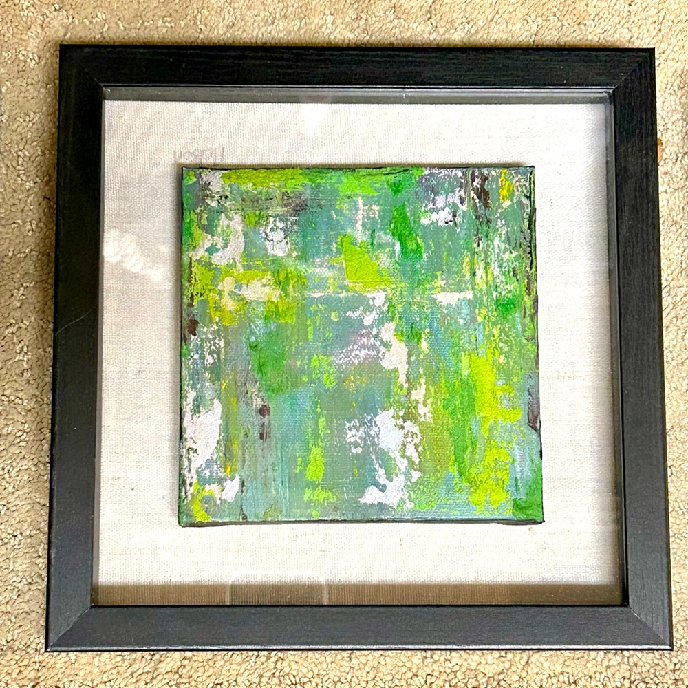COPY - Shadow box frame, black with original oil painting by Stacey Nelson. 13x…